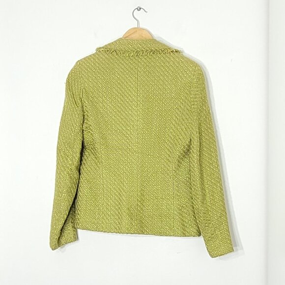 Touché Women's Green Tweed Fabric Notched Button Details Business Blazer Size 4 - Picture 3 of 13